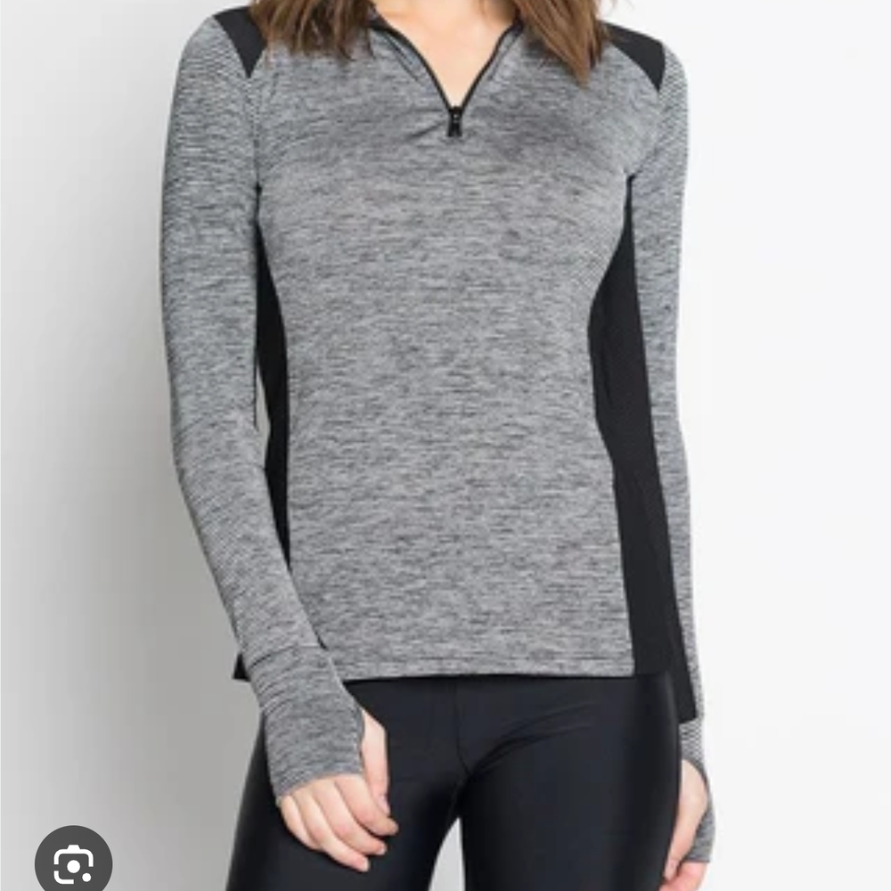 NUX x Peloton Heathered Gray Black Quarter Zip Pullover Sweatshirt Size M